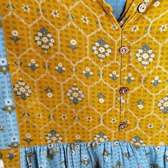 Max Yellow and Blue peasant Top size XL cottagecore boho - Picture 8 of 10